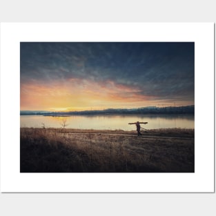 man carrying firewood Posters and Art